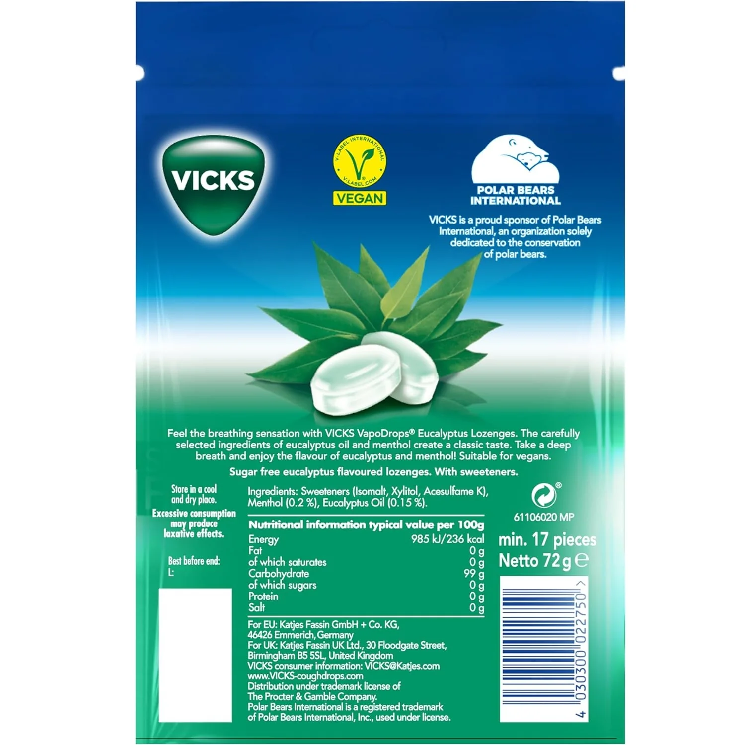 Vicks VapoDrops Eucalyptus 72g - Image 2