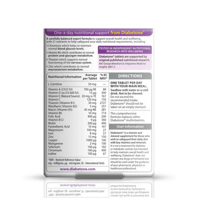 Vitabiotics Diabetone Original 30 Tablets - Image 2