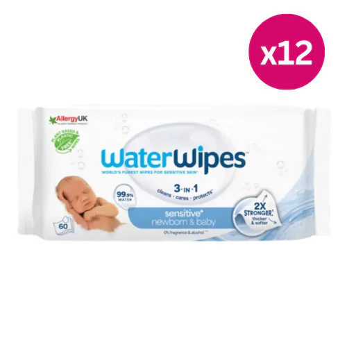 Waterwipes Sensitive Newborn & Baby 60 Wipes x 12