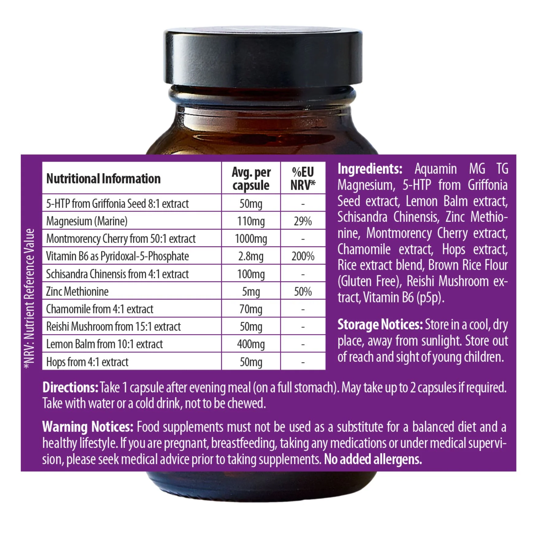 Well. Actually. Neuro Night 5-HTP+ Nutritional Sleep Support, 10 Ingredients 60 Capsules - Image 2