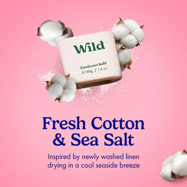 Wild Fresh Cotton & Sea Salt Deodorant with Black Case Starter Pack - Image 3