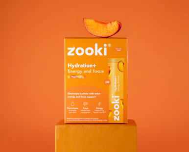 Zooki Hydration+ Energy & Focus Peach Flavour 4.7g 30 Sachets - Image 2