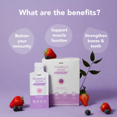 Zooki Liposomal Vitamin D3 + K2 3,000iu, Mixed Berry Flavour 10ml, 30 Sachets - Image 2