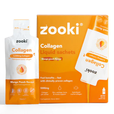 Zooki Marine Collagen 5,000mg Mango Peach Flavour 15ml 30 Sachets