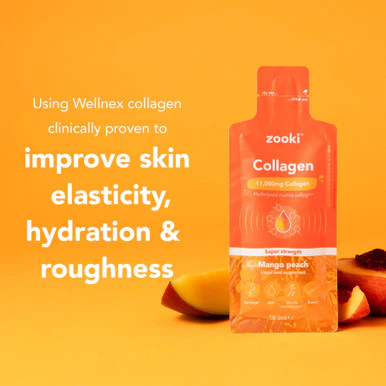 Zooki Super Strength Marine Collagen 11,000mg, Mango Peach Flavour 18.5ml, 30 Sachets - Image 2